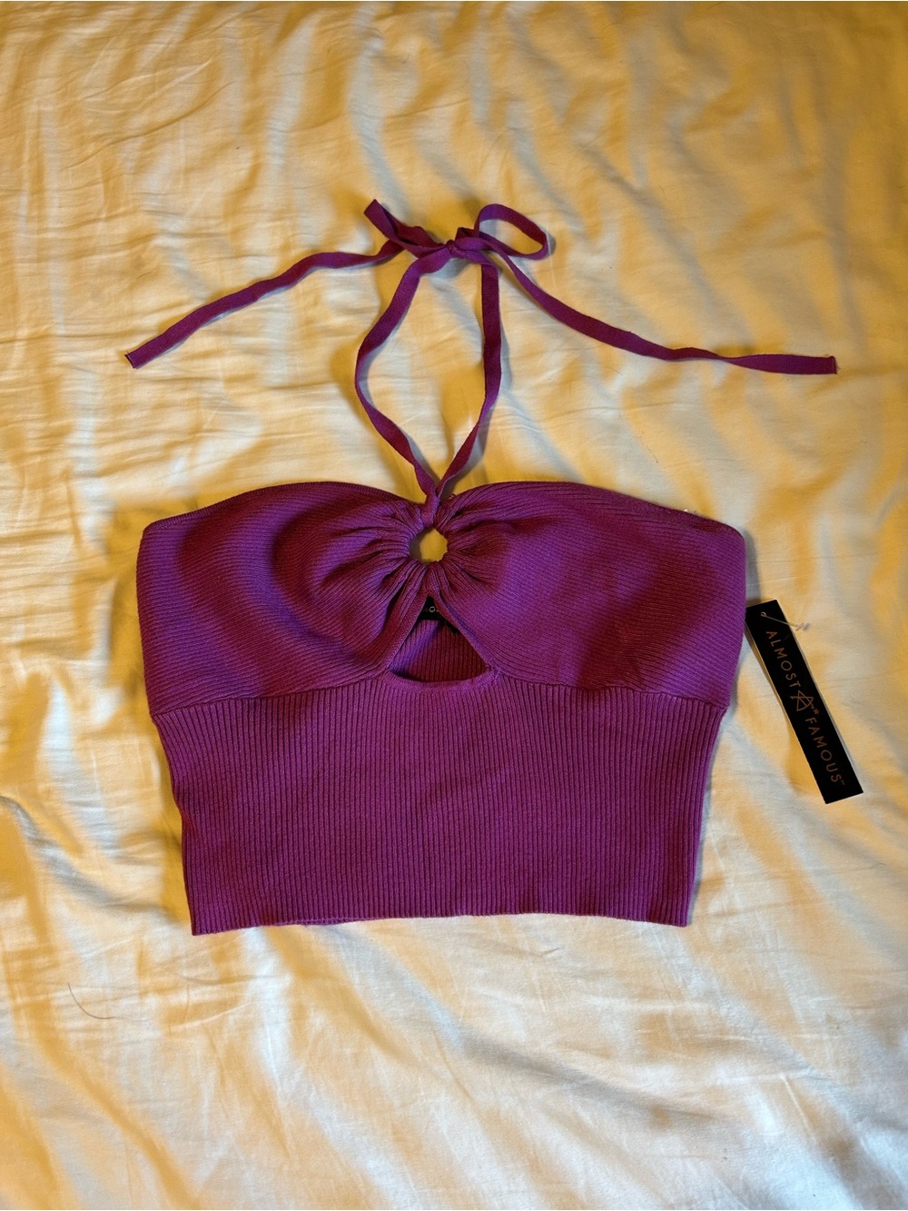Magenta Halter Knit Crop Top